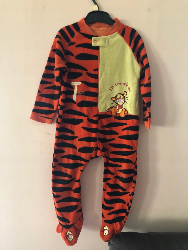 DISNEY tiger CIEPŁA welurowa PIŻAMKA onesie 98