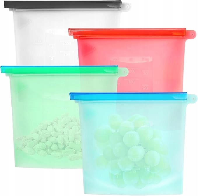 M0532 TESSTSY Zestaw 4 torebek wielokrotnego użytku do zamrażania, 1l