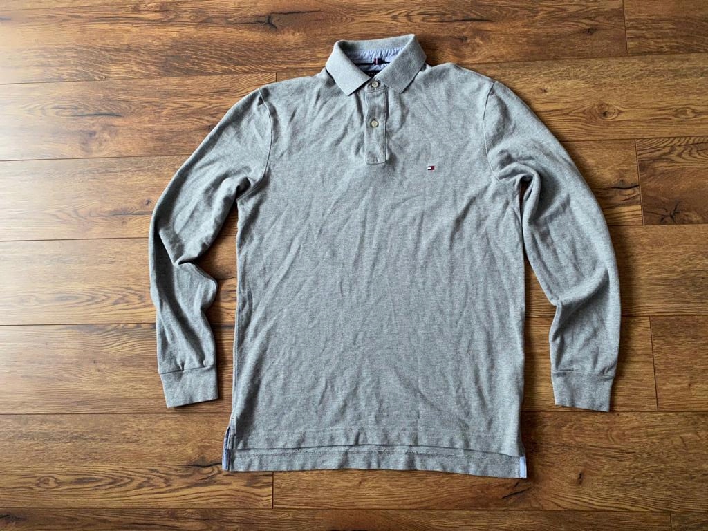 TOMMY HILFIGER KOSZULKA LONGSLEEVE POLO SZARA S