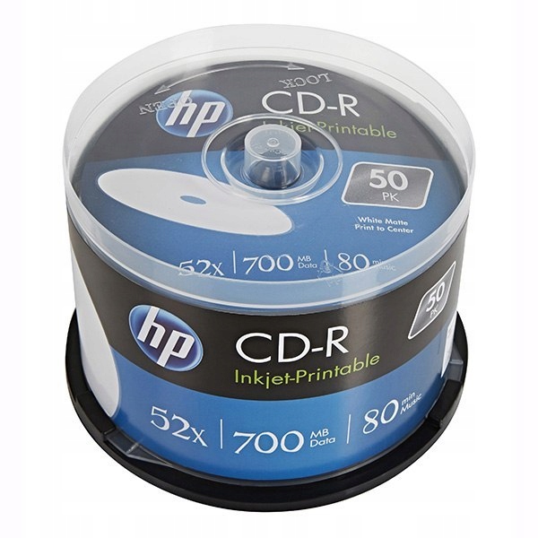 HP CD-R, CRE00017WIP-3, 69312, Printable, 50-pack, 700MB, 52x, 80min., 12cm