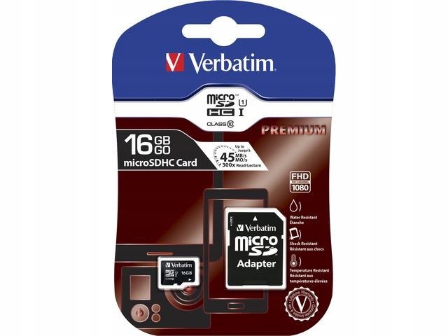 Karta pamięci MicroSDHC Verbatim 16GB Class 10 + a