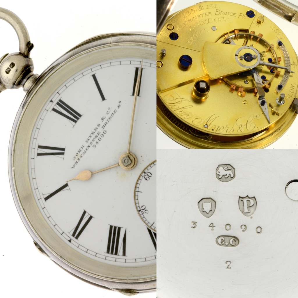 Srebrny, angielski zegarek kieszonkowy. 1890 r.