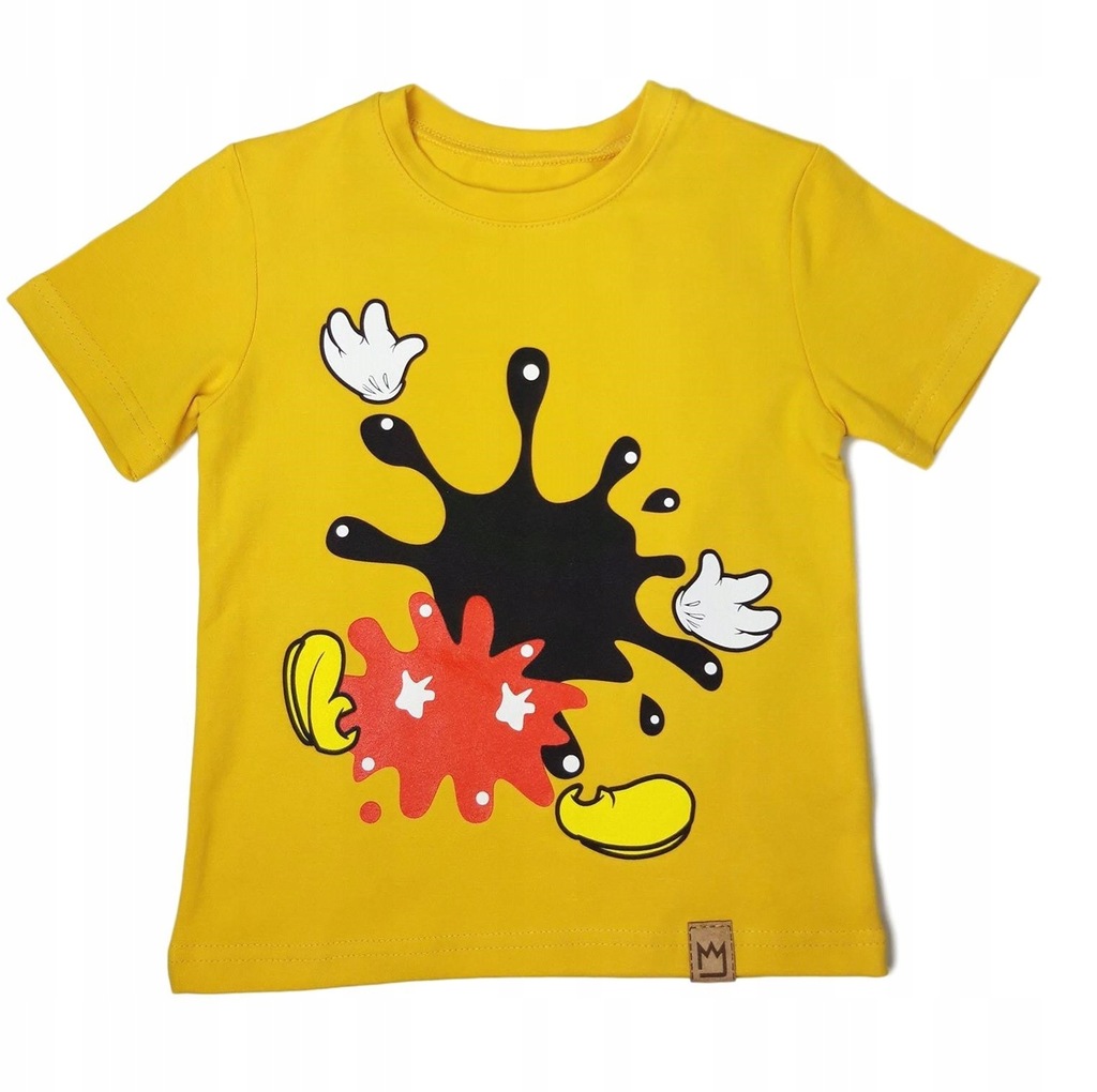 MIMI t-shirt bluzka żółta kleks myszka 116