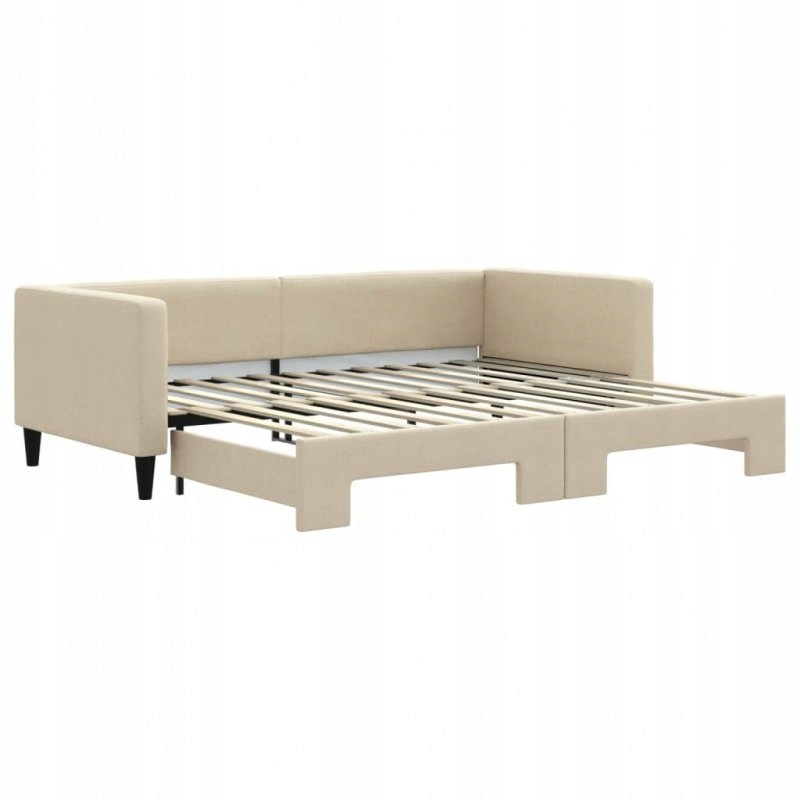 Sofa rozsuwana, kremowa, 90x200 cm, tkanina
