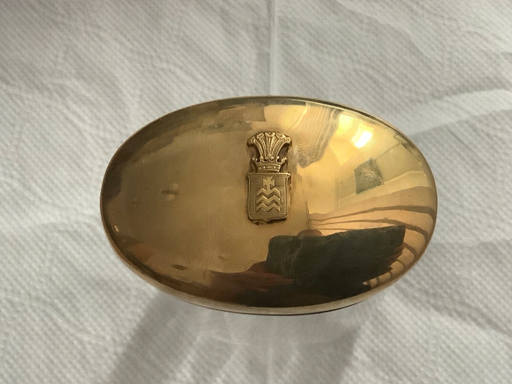 Pudełko herb Mikuliński Milowicz kryształ srebro złocone Londyn 1889