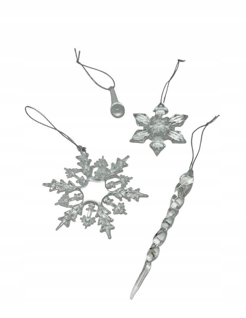 Zestaw zawieszka śnieżynki/sople na choinkę kryształowe 40sztuk