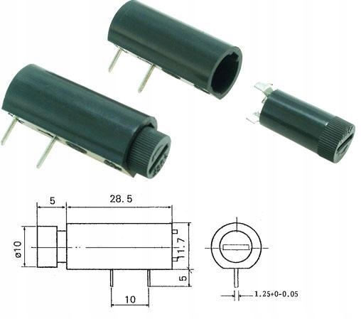 Gniazdo bezp. poziome do druku 5x20mm 6A / 8190