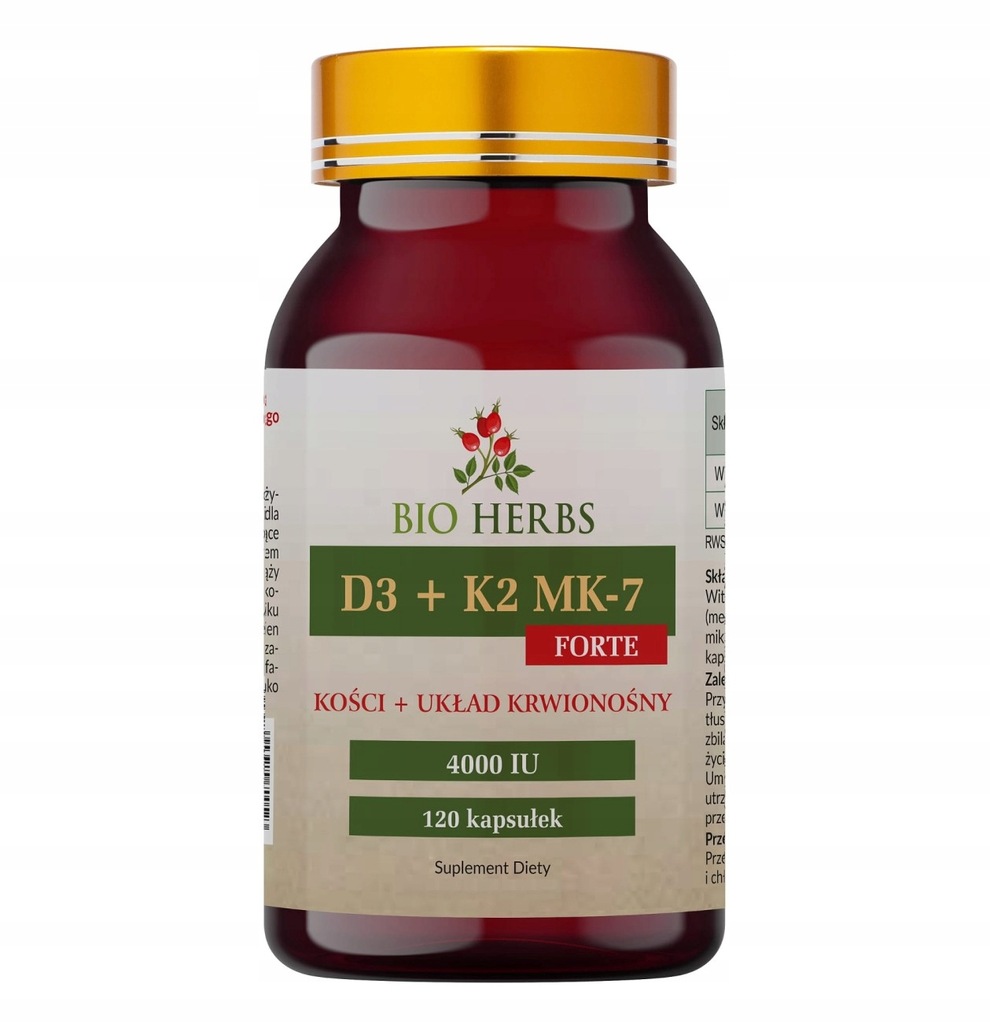 BIO HERBS Witamina D3 + K2 MK-7 Forte 4000IU 120