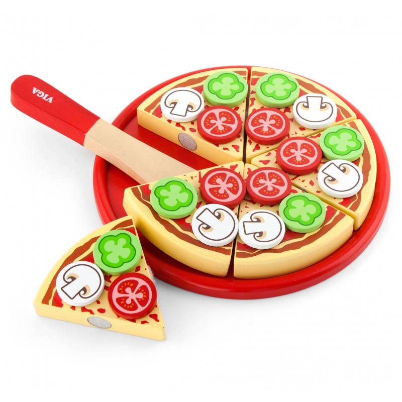 Drewniana Pizza do krojenia z dodatkami Viga Toys