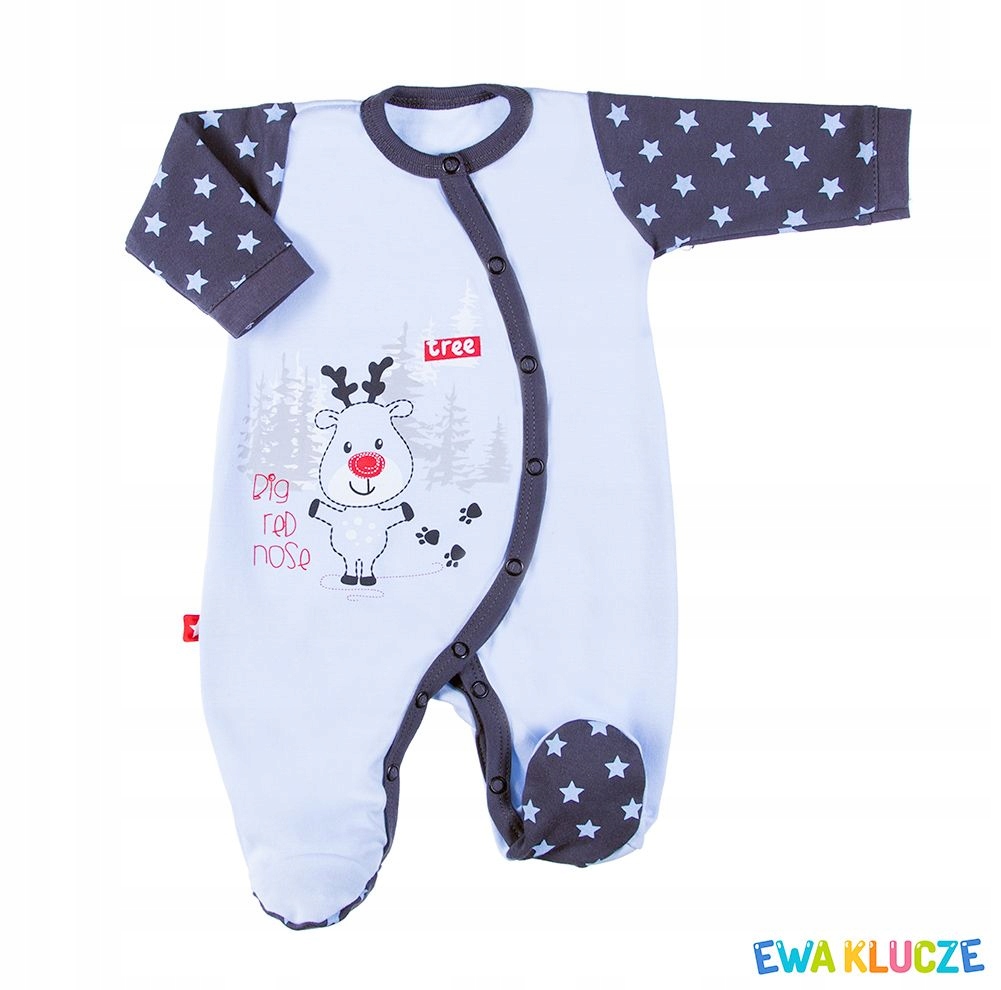 Pajacyk rozmiar 50 bawełniany Eevi rozpinany nieb renif