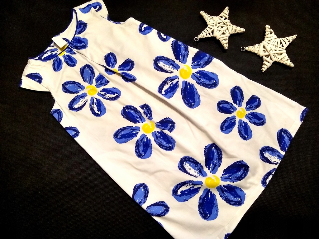 St Bernard sukienka wizytowa niebieskie kwiaty 110