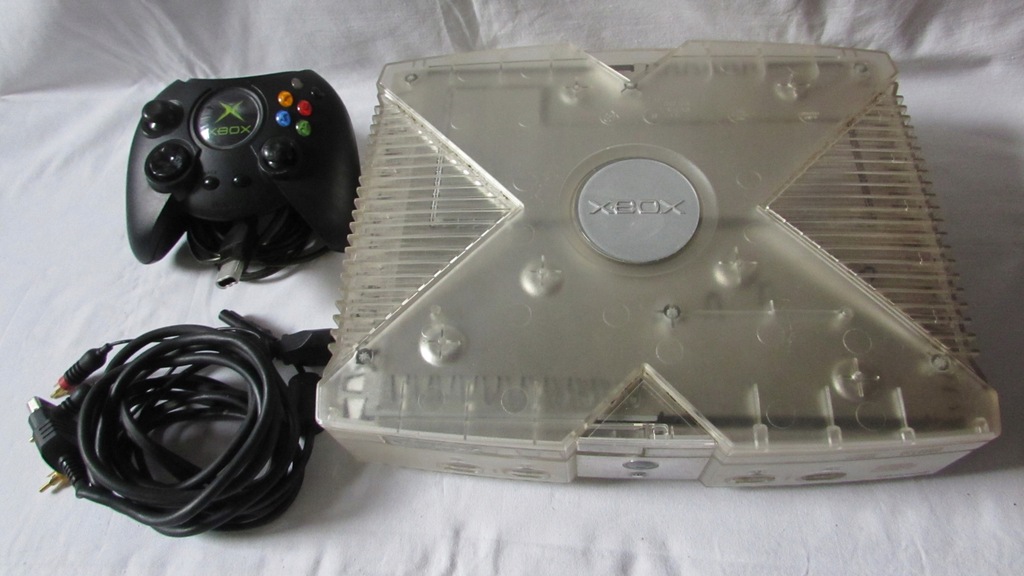 Xbox Classic Crystal konsola + pad Duke + kable CZYTAJ OPIS