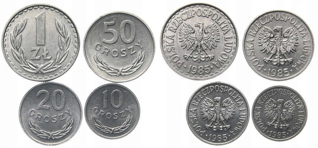 276.PRL- 10-50 gr+1 zł -1985-lot 4 sztuk -St.1- #A