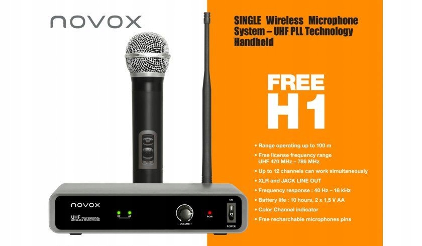 NOVOX FREE H1 MIKROFON BEZPRZEWODOWY POJEDYŃCZY DO RĘKI