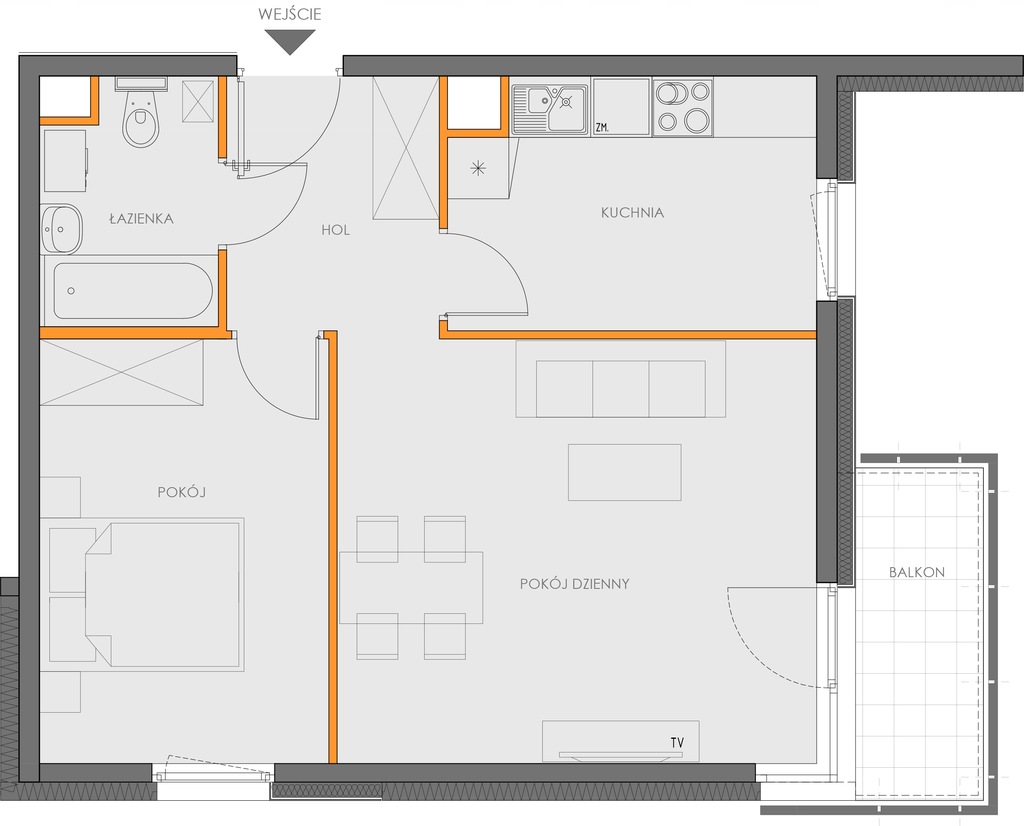 Mieszkanie na sprzedaż Kraków, Krowodrza, 57,36 m²