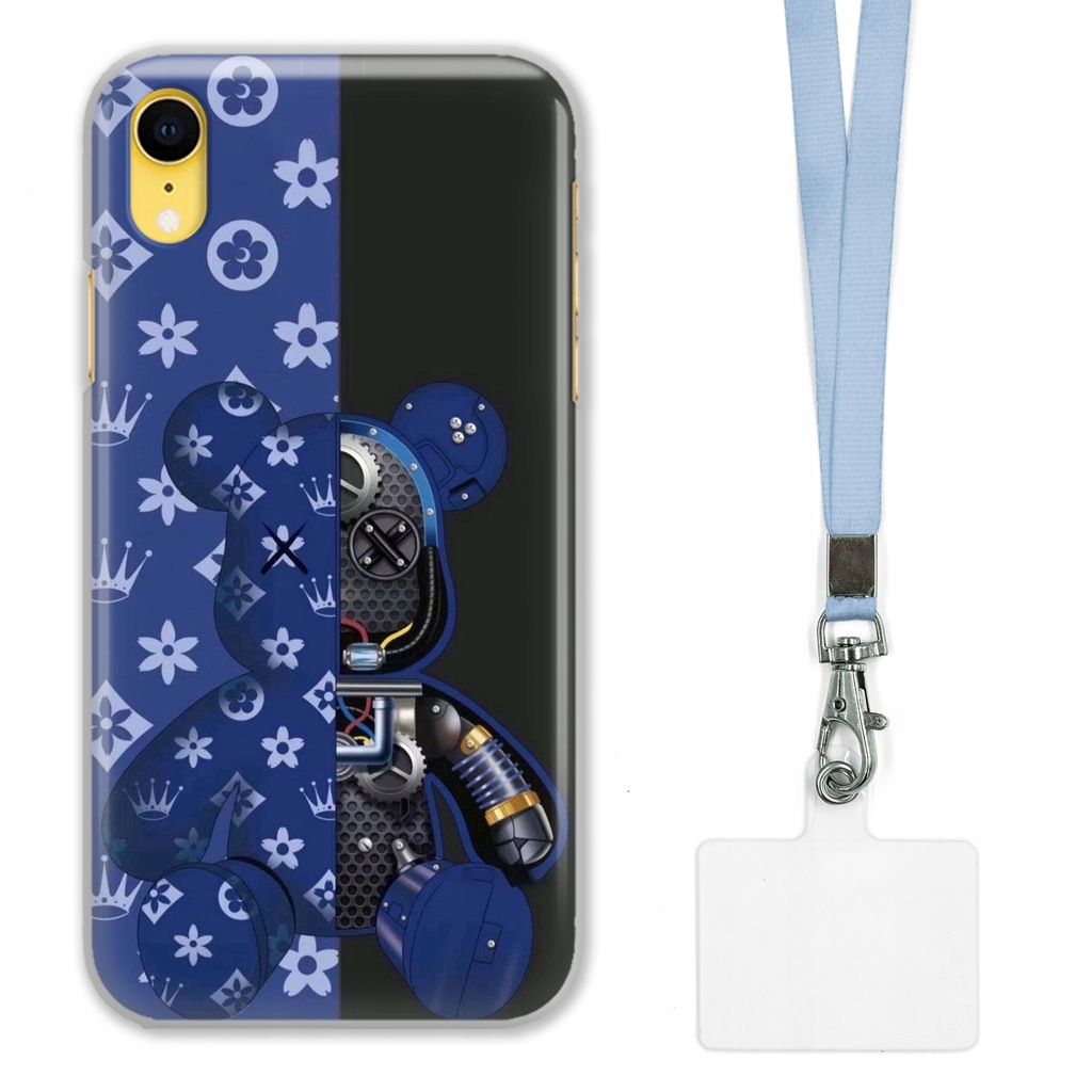 ETUI DO iPHONE XR OCHRONA CASE + SMYCZ SZARA KAWS DLA NASTOLATKÓW WZORY