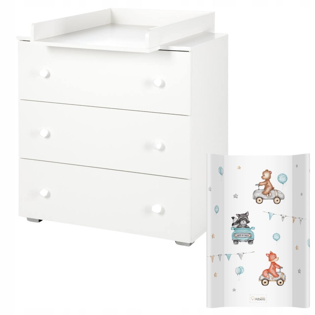 KLUPŚ POJEMNA KOMODA Z PRZEWIJAKIEM PAULA BIAŁA +MATA DO PRZEWIJANIA ZESTAW