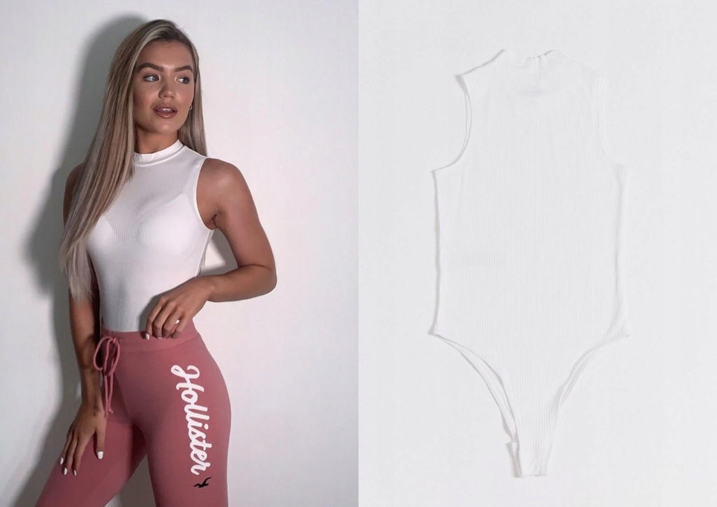 HOLLISTER PRĄŻKOWANE BODY BEZ RĘKAWÓW S