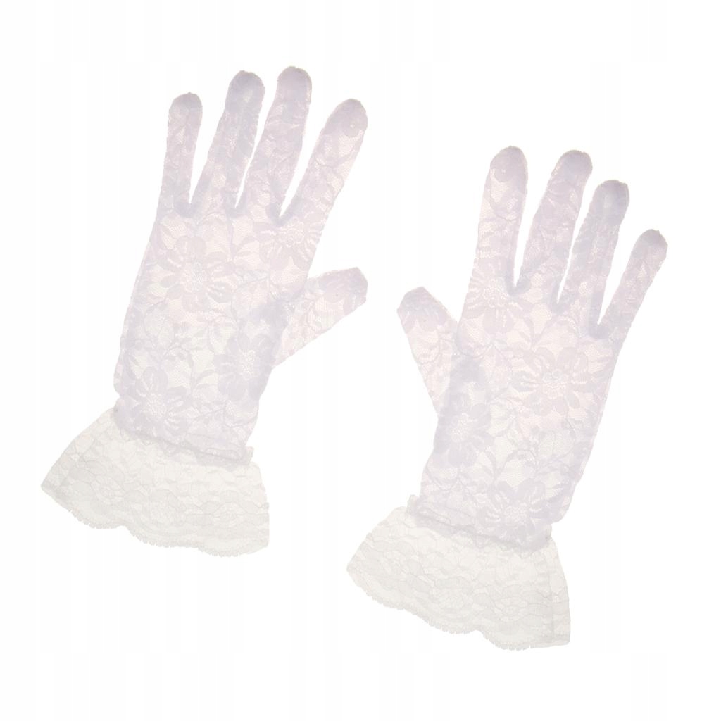 Koronkowe rękawiczki ślubne akcesoria Biały
