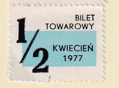 Kartki, cukier, 1/2 kg, Kwiecień 1977, RR