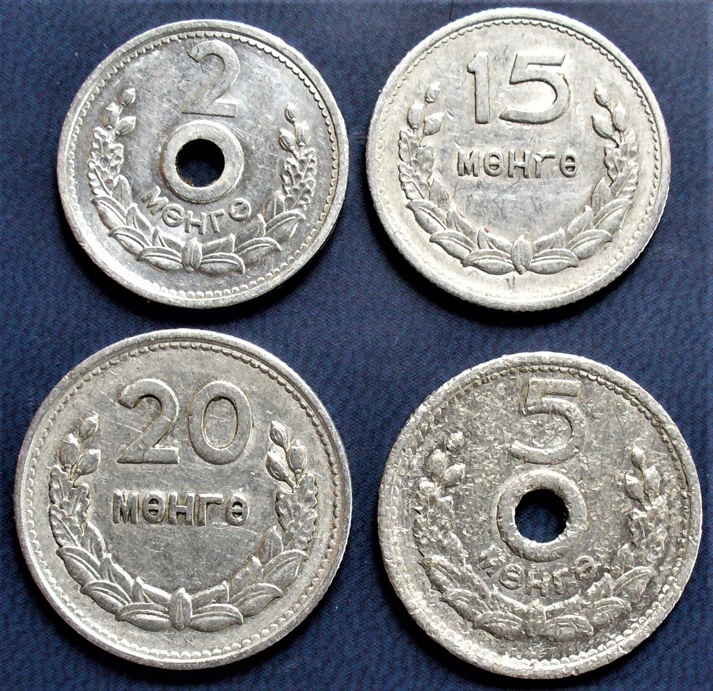 Mongolia 20 mongo 1959 + 3 szt.