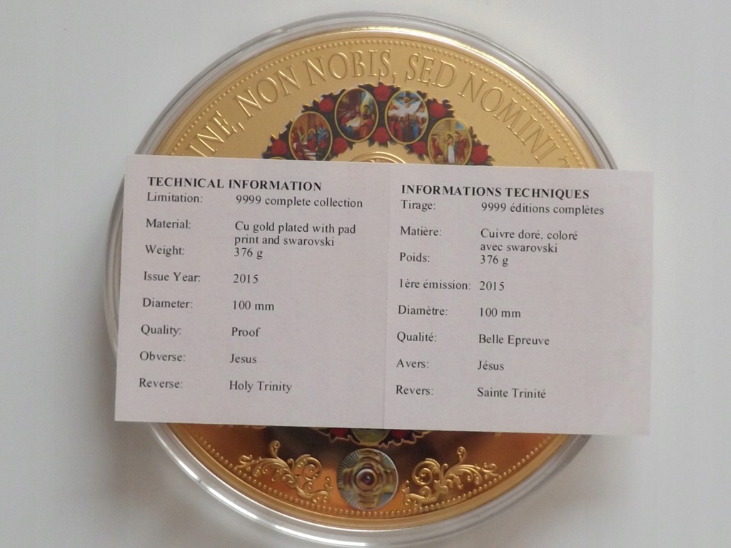 Święta Trójca , Jezus Chrystus Medal Gigant , 100 mm , 376 gram st. L