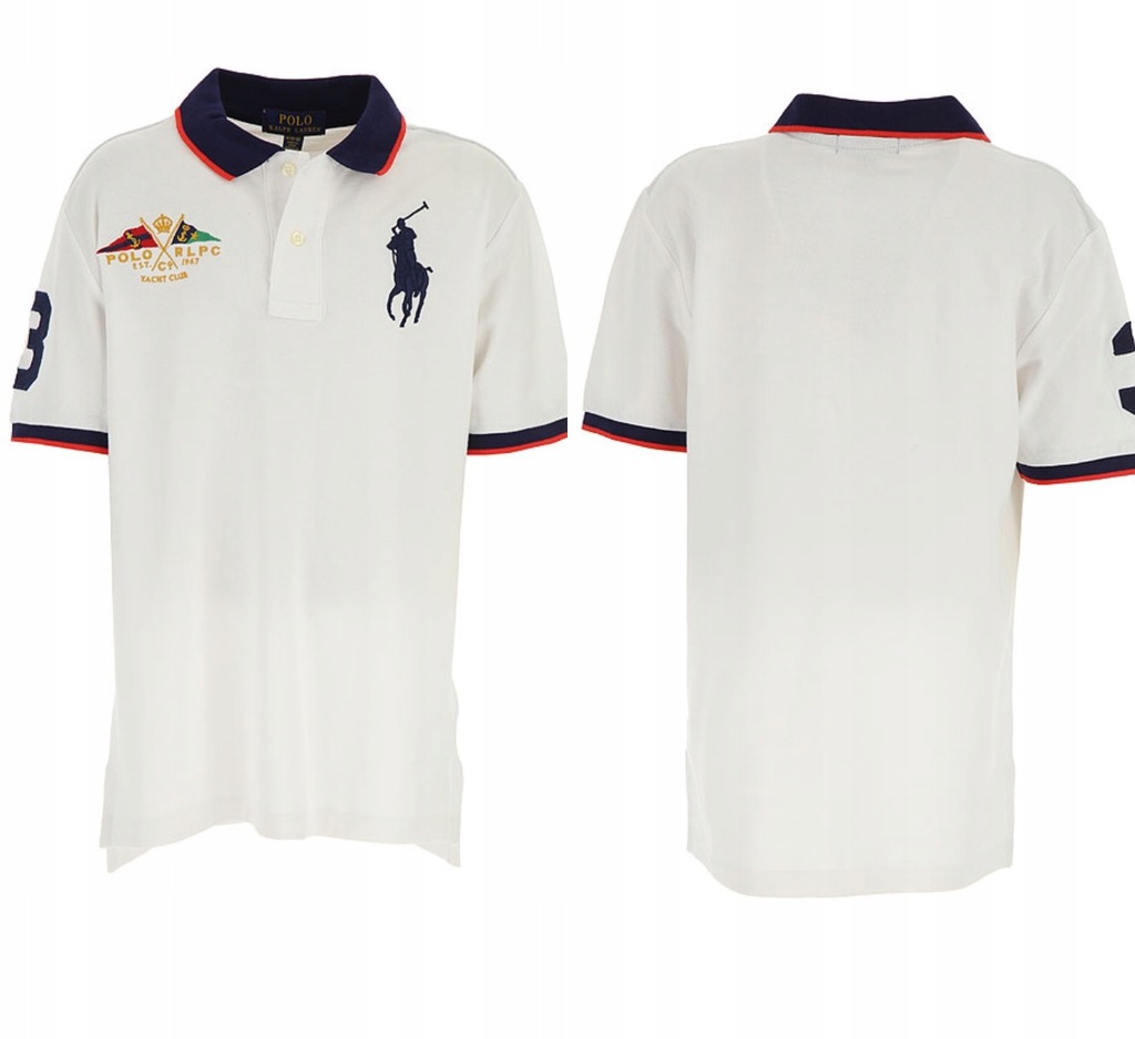 RALPH LAUREN BIAŁA KOSZULKA POLO Z LOGO R. 8-9LAT