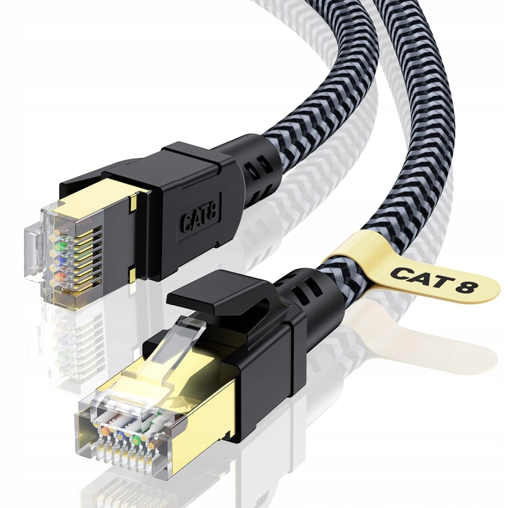 Kabel sieciowy LAN ETHERNET RJ45 CAT8 40Gbps oplot 20m