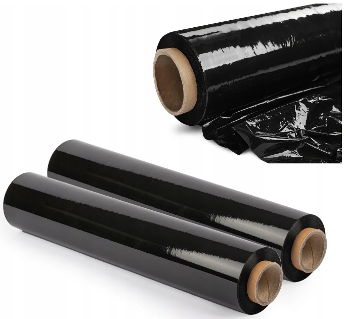 2x FOLIA STRETCH XXL 3 KG ROLKA MOCNA KRYJĄCA STRECZ CZARNA CZARNY 50 CM