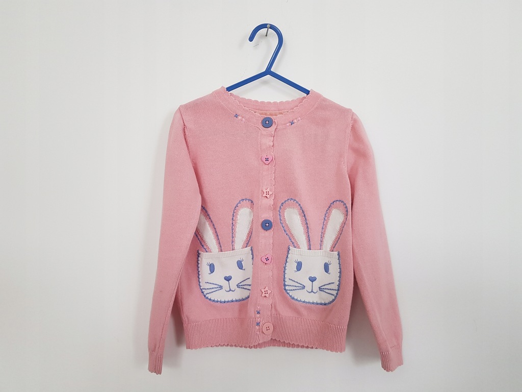 TU różowy sweterek kardigan sweter królik 110 cm