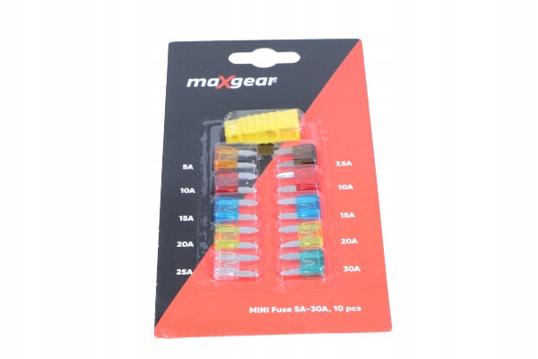 MAXGEAR BEZPIECZNIKI PŁYTKOWE MINI ZESTAW 5A-30A KPL 10 SZT