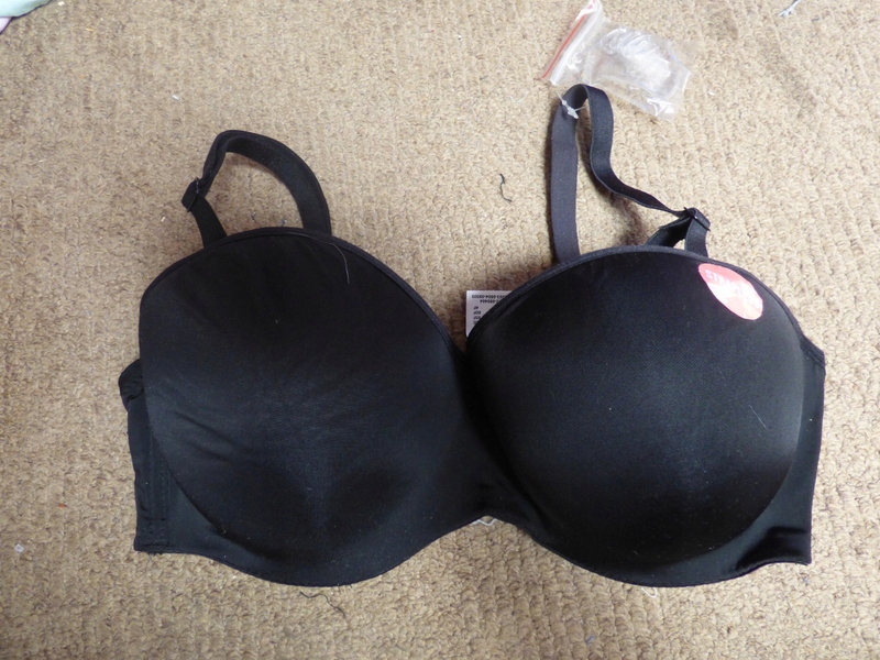 PRIMARK SLICZNY STANIK BLACK SATIN STRAPLESS 80F