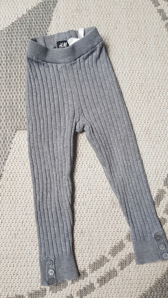 Super legginsy H&M sweterkowe szary warkocz 92