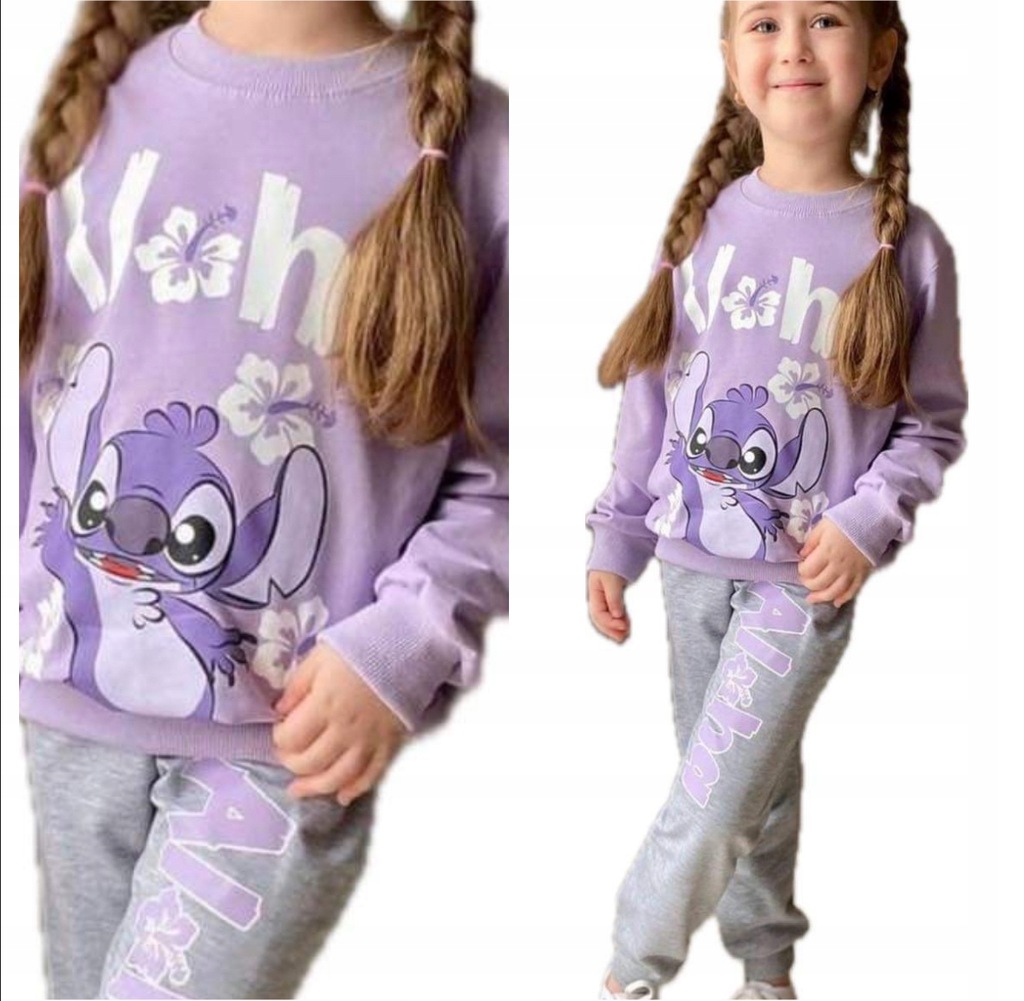 110-116 Komplet dres dziewczęcy bluza spodnie dresowe aloha stitch