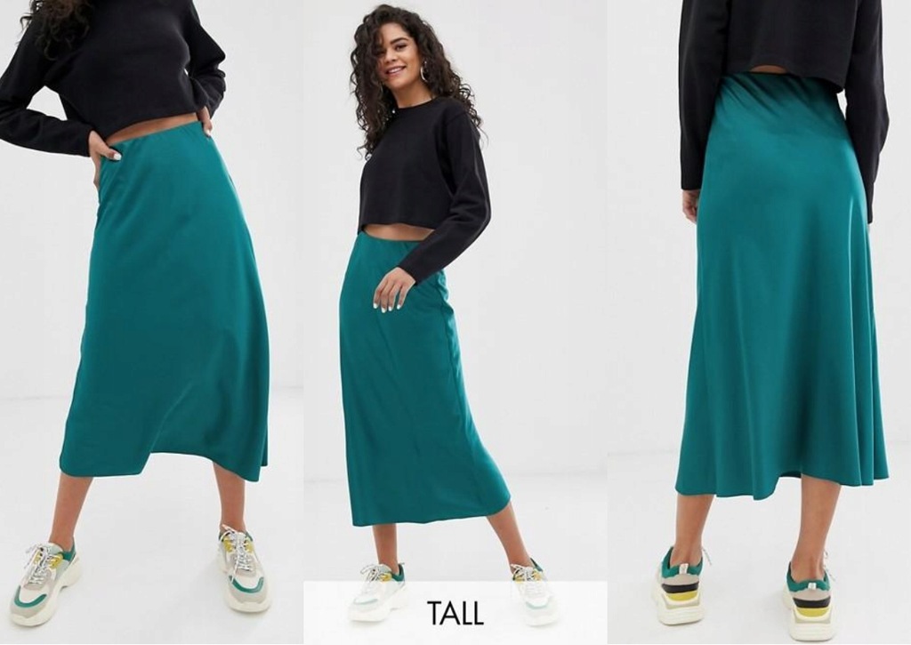 NEW LOOK TALL SATYNOWA SPÓDNICA MIDI S