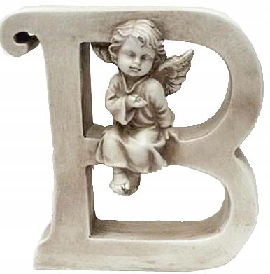 Literka AZ33, aniołek, figura anioł 13 cm,litera B