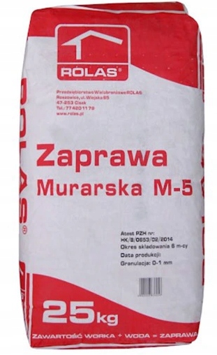 ZAPRAWA MURARSKA CEMENTOWO WAPIENNA M-5 25KG ROLAS