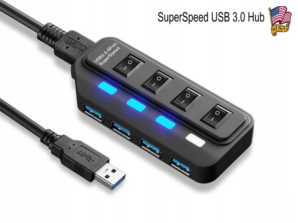 Купить HUB-сплиттер 4 порта USB 3.0, 5 Гбит/с, ВЫСОКОСКОРОСТНАЯ: отзывы, фото, характеристики в интерне-магазине Aredi.ru