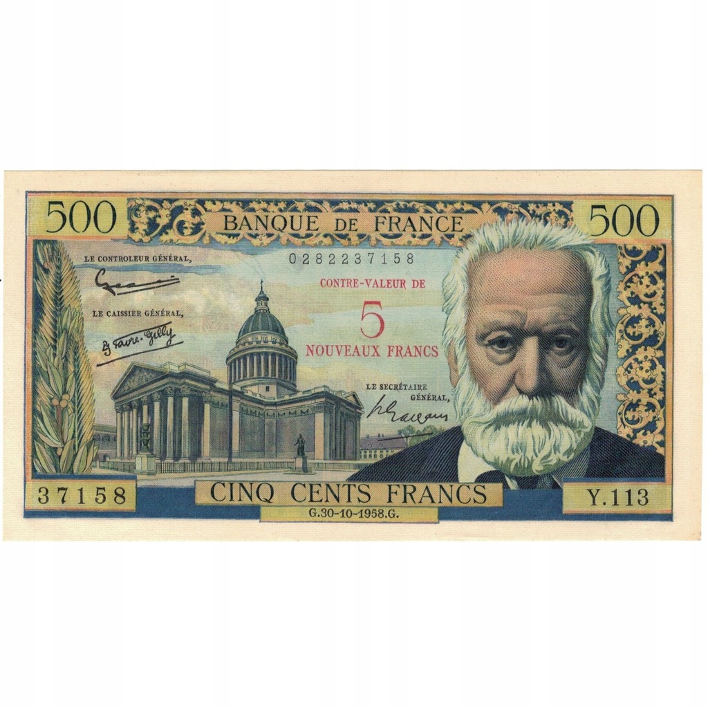 Francja, 5 Nouveaux Francs on 500 Francs, Victor H