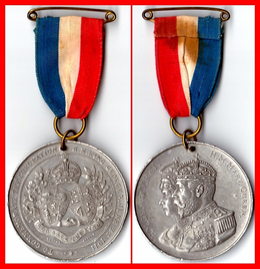 Pamiątkowy medal koronacyjny kr. Jerzego V z 1911 roku.