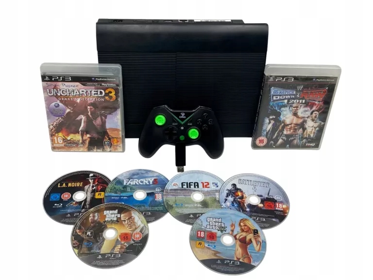 KONSOLA SONY PLAYSTATION 3 SUPER SLIM 500GB CECH-4204C + PAD + 8X GRA
