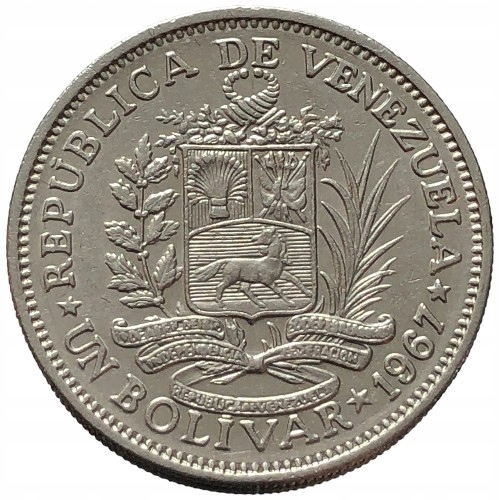 2606. Wenezuela - 1 boliwar - 1967r. - Ag