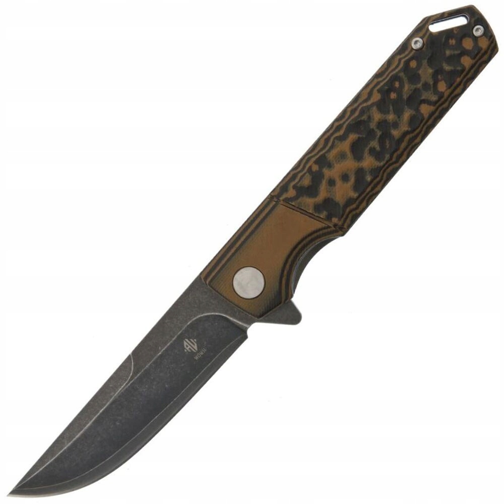 Nóż składany Womsi Wasp S90V G10 - Brown Black z klipsem