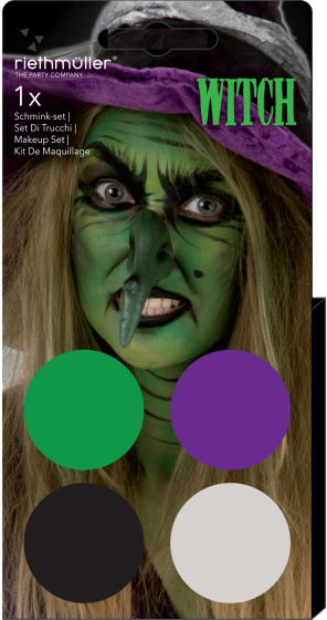 zestaw do malowania twarzy czarownicy czarny/zielo