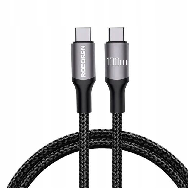Kabel USB-C - USB-C Rocoren Retro Series, 100W, 2m (szary)