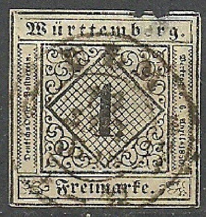 Niemcy Wirttenberg 1 Kr Cyfra 1851