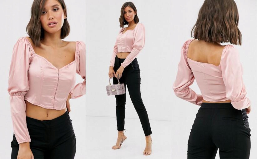 A12G018 RÓŻOWY SATYNOWY GORSET MISSGUIDED 36