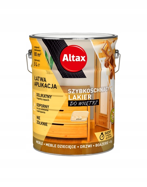 ALTAX LAKIER SZYBKOSCHNĄCY 5L BEZBARWNY PÓŁMAT