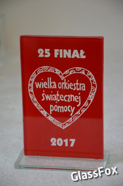 Pamiątkowa Statuetka Szklana Grawer WOŚP nr #8