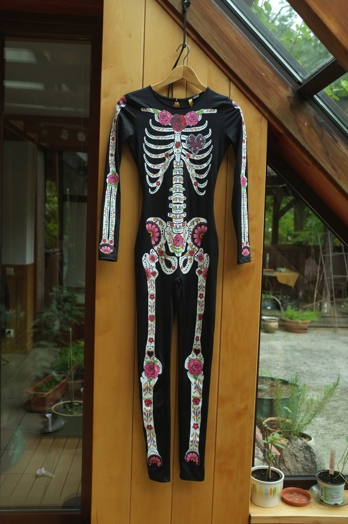 kostium szkielet kosciotrup onsie lycra halloween